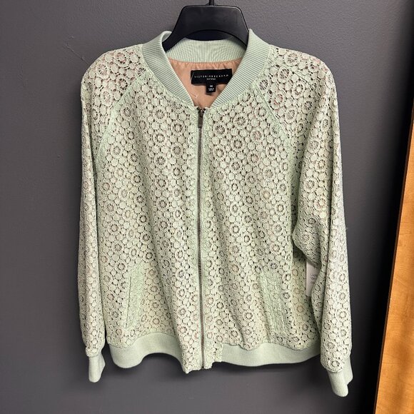 Victoria Beckham Jackets & Blazers - Victoria Beckman Mint Eyelet Lace Womens Plus Size 2X Zip Up Spring Jacket